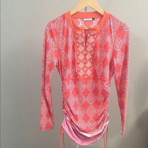 Cabana Life Coral and White Patterned Swim Coverup